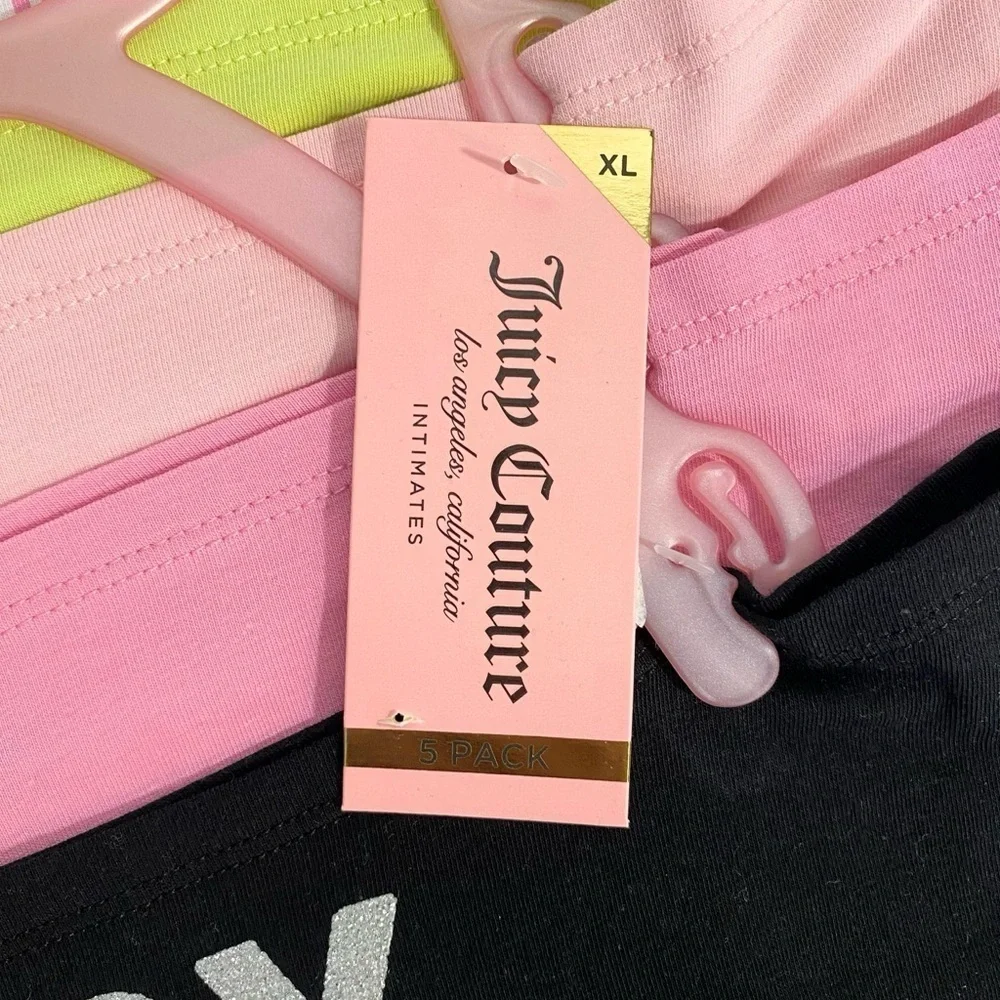 Juicy Couture Black, Pink, Green Hipster Cotton Panty 5 Piece Set Size XL NWT - Picture 8 of 10